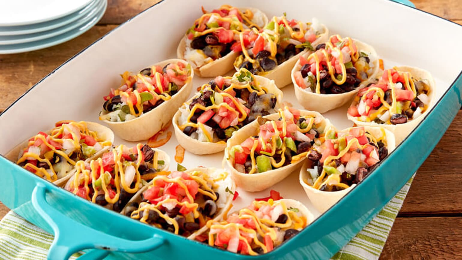 Black Bean, Rice and Queso Mini Tacos